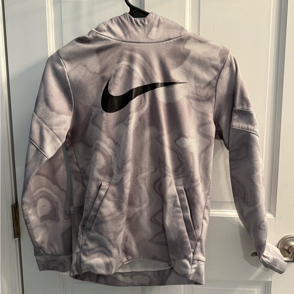 Nike Dri-FIT Full Zip Athletic Jacket Gray Black Swoosh Size L